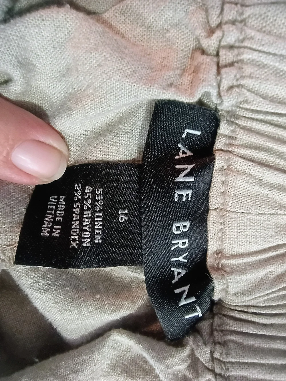 Lane Bryant Linen Blend Pull On Pants Beige Drawstring Relaxed Women's 16